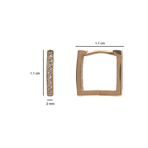 Aretes Huggies Cuadrados Oro Angelus Zirconia 6103128