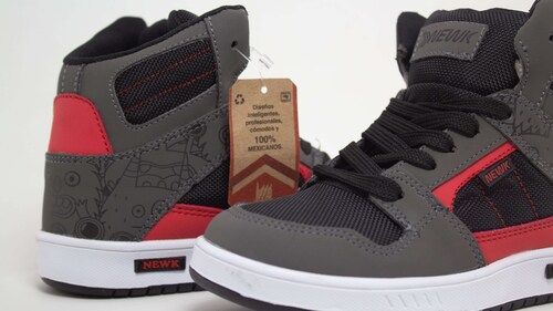 Tenis Newk Infantil Línea Albert Color Negro Gris Rojo