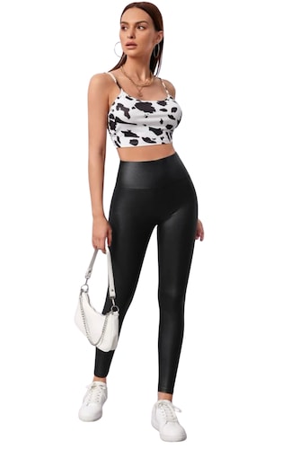 LEGGING VINIPIEL DE DAMA SINTETICO DE POLIESTER MÁXIMA COMODIDAD MALLONES NEGROS DE MUJER LIC-074