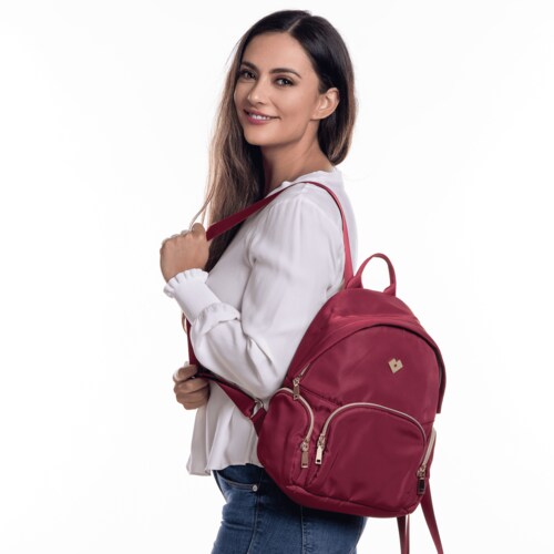 LuckyLy Mochila Mujer, Backpack Moderna y Casual, Modelo Carly, Vino