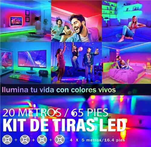 Tira Led Multicolor Luces Led Rgb 20m Control 