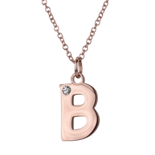 LuckyLy Set de Joyería para Mujer de Iniciales, Acero Inoxidable con Baño de Oro Rosa 18k y Zirconia Cúbica, Collar y Aretes Letras, Modelo Yara
