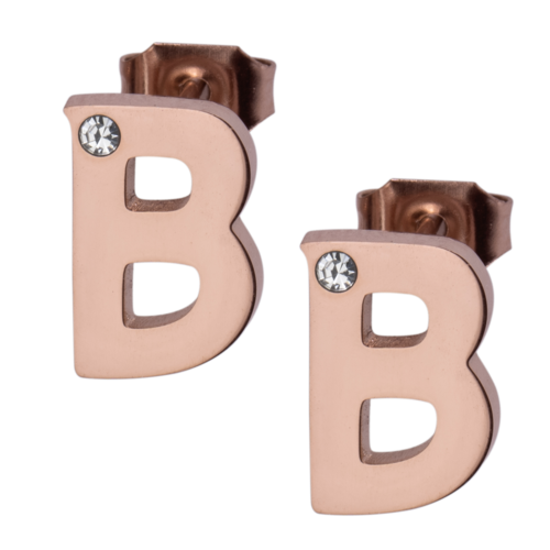 LuckyLy Set de Joyería para Mujer de Iniciales, Acero Inoxidable con Baño de Oro Rosa 18k y Zirconia Cúbica, Collar y Aretes Letras, Modelo Yara