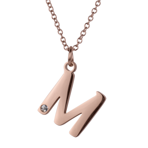 LuckyLy Set de Joyería para Mujer de Iniciales, Acero Inoxidable con Baño de Oro Rosa 18k y Zirconia Cúbica, Collar y Aretes Letras, Modelo Yara