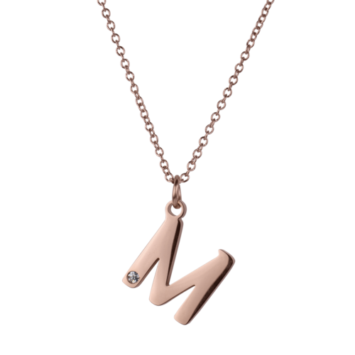 LuckyLy Set de Joyería para Mujer de Iniciales, Acero Inoxidable con Baño de Oro Rosa 18k y Zirconia Cúbica, Collar y Aretes Letras, Modelo Yara
