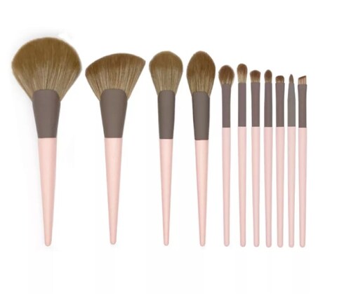 Brochas Maquillaje Profesional Rostro Y Ojos Rosa 11 Bonita.