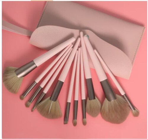 Brochas Maquillaje Profesional Rostro Y Ojos Rosa 11 Bonita.