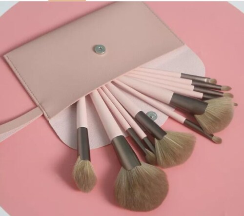 Brochas Maquillaje Profesional Rostro Y Ojos Rosa 11 Bonita.