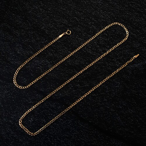 Cadena de oro 10k Barbada cubana de 55 cm de largo y 2 mm de grosor, incluye certificado y caja de regalo