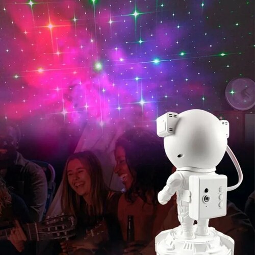 Proyector De Luz Nocturna  Astronauta Con Bluetooth Blanca