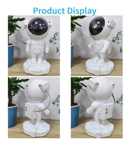 Proyector De Luz Nocturna  Astronauta Con Bluetooth Blanca