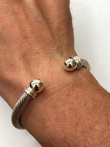 Brazalete Estilo Vikingo Casquillas De Plata Maciza .925