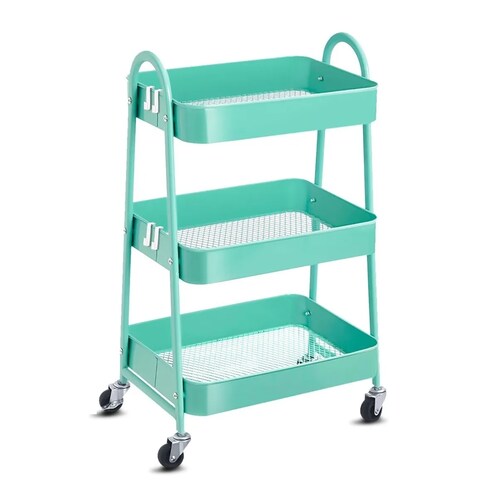 Carrito Organizador Multiusos De 3 Repisas Con Ruedas Verde