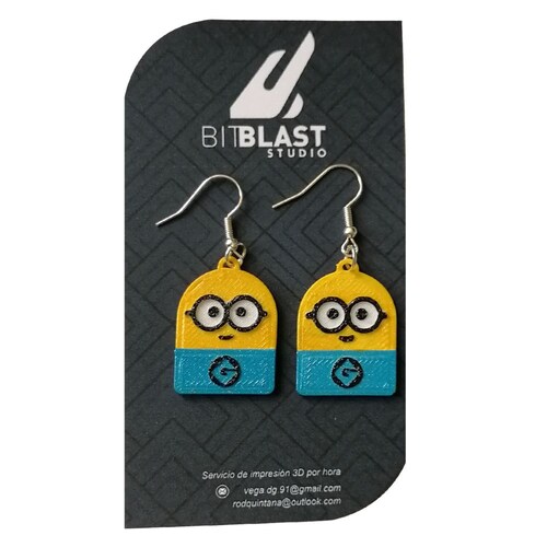  BitBlast Studio Set 2 Pares Aretes Artesanales para Dama en Impresión 3D