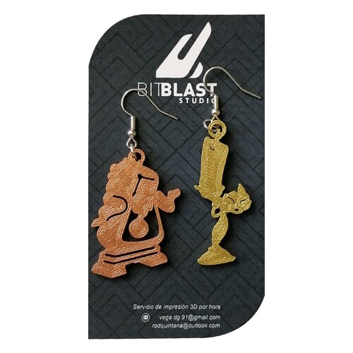  BitBlast Studio Set 2 Pares Aretes Artesanales para Dama en Impresión 3D