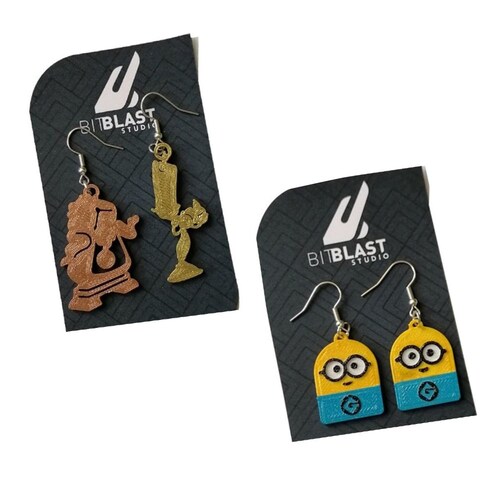  BitBlast Studio Set 2 Pares Aretes Artesanales para Dama en Impresión 3D