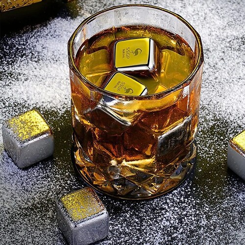 4 cubitos de hielo de acero inoxidable con clips, cubitos de hielo de  piedra de whisky de metal para ER