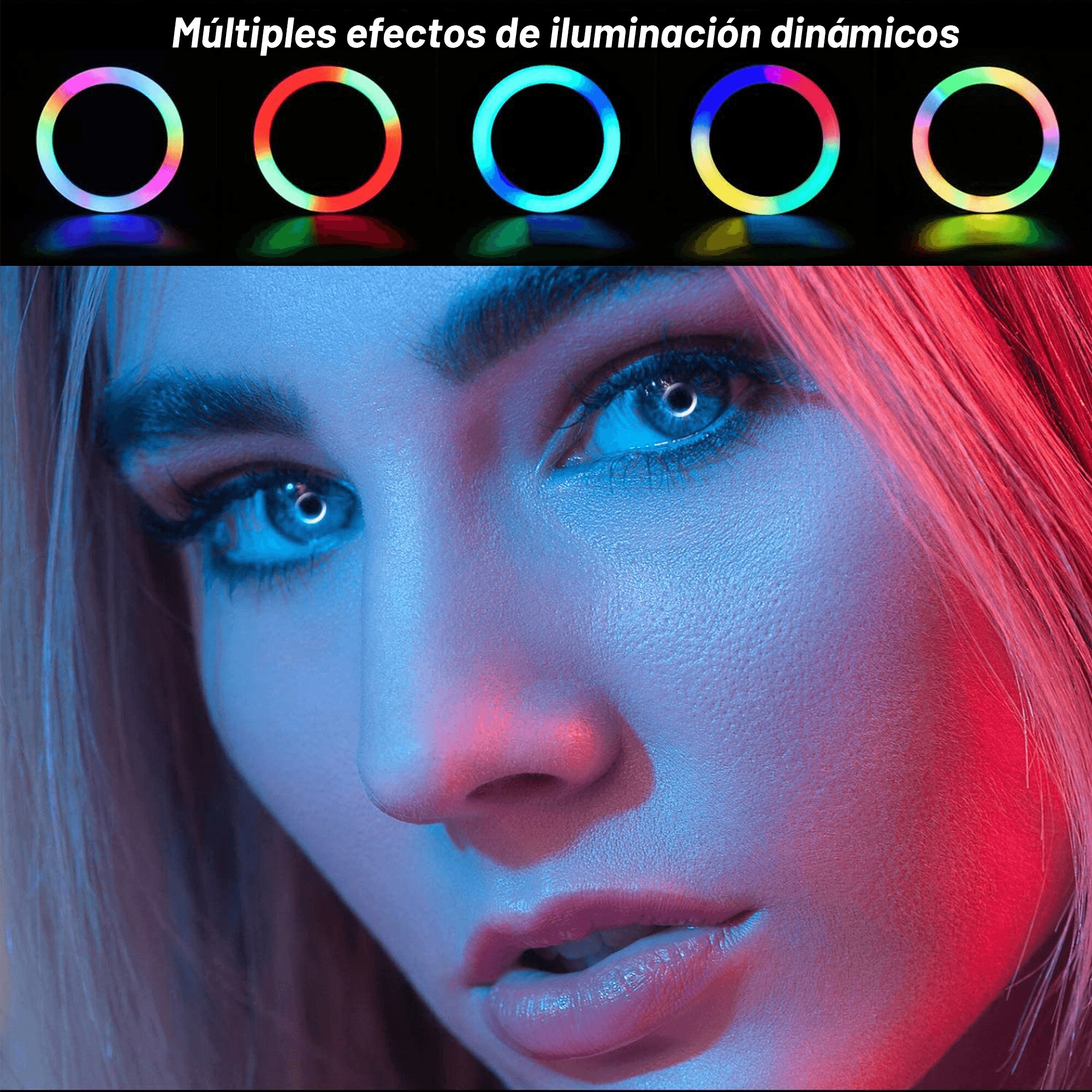 Aro Luz Multicolor Archy Anillo de luz RGB 10 Pulgadas y Tripie de