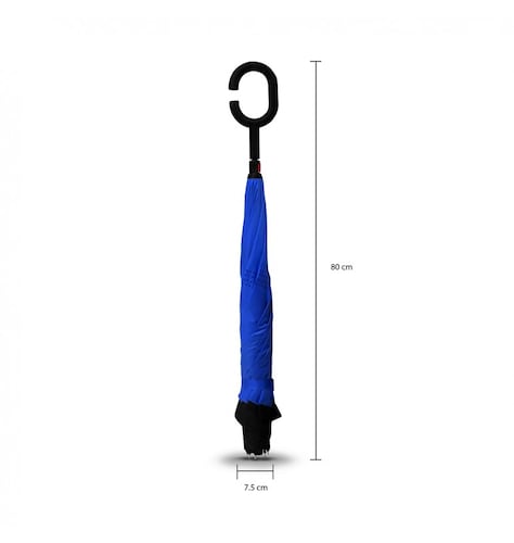 Paraguas Azul Sombrilla Reversible Invertido Doble Refuerzo Resistente Ligero.