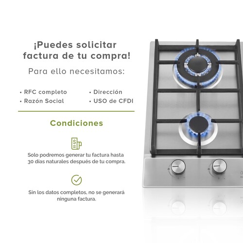AVERA Parrilla de Gas Acero Inoxidable 2 Quemadores AI2