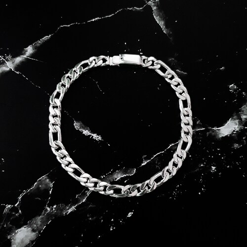 Esclava de plata .925 para Hombre hecha a mano, diseño Figaro. Incluye certificado y caja de regalo