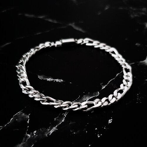 Esclava de plata .925 para Hombre hecha a mano, diseño Figaro. Incluye certificado y caja de regalo
