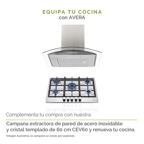 Parrilla de Gas Acero Inoxidable con 5 Quemadores Avera AI5