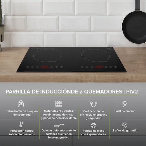 Parrilla De Inducción De 2 Zonas Estufa Eléctrica Avera PIV2