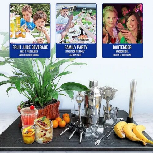 Cocktail Bar Set Kit 14 Piezas Utensilios De Bar Cocteleras