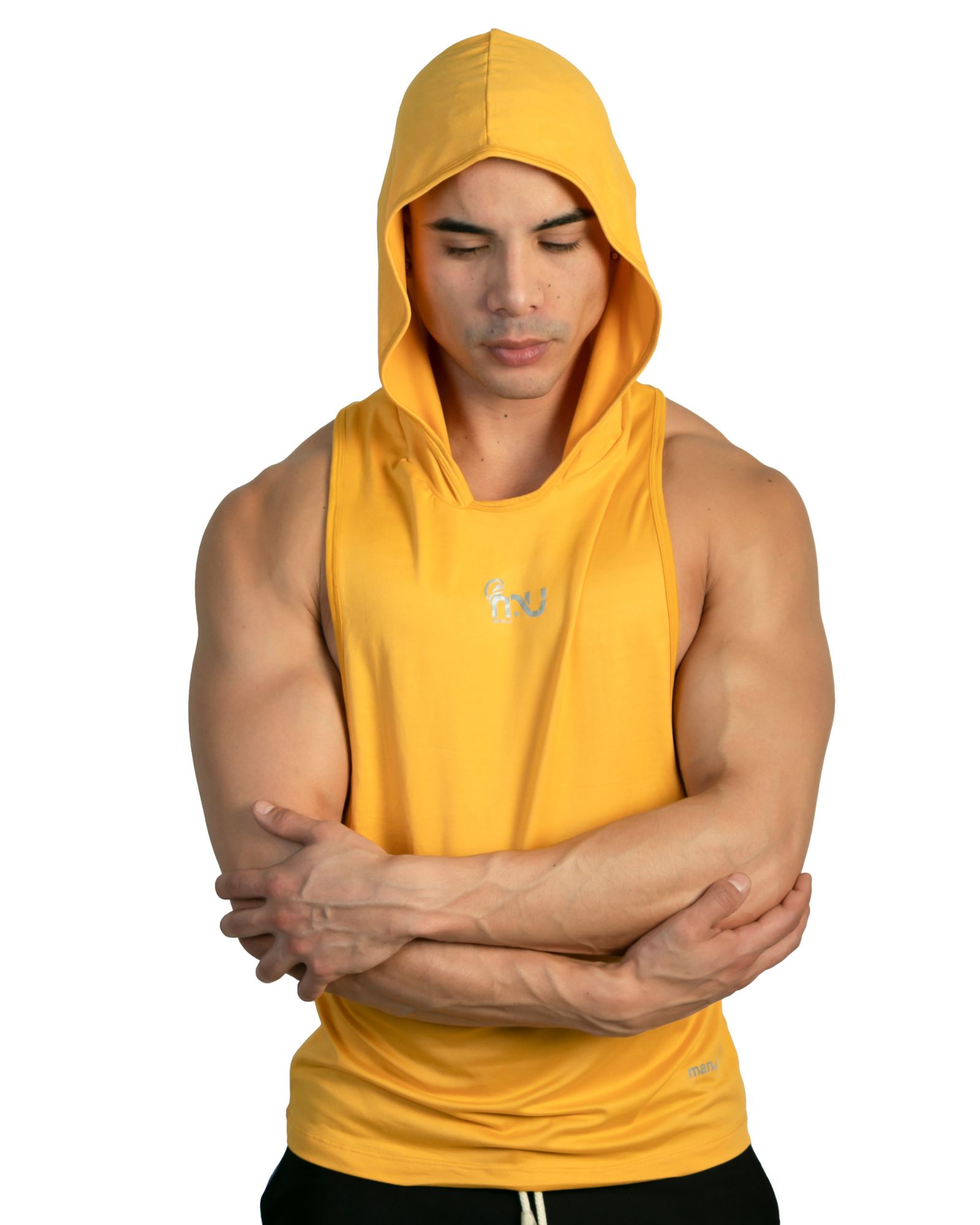 Playera Deportiva Hombre con Capucha Hoodie sin Mangas Gym Manufit