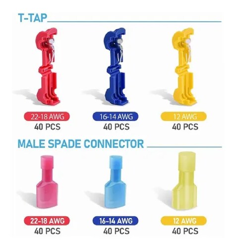 Kit Conectores T-tap Terminales Cables De E Estuche
