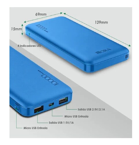 Power Bank Pila Bateria Portatil 10000mah Azul