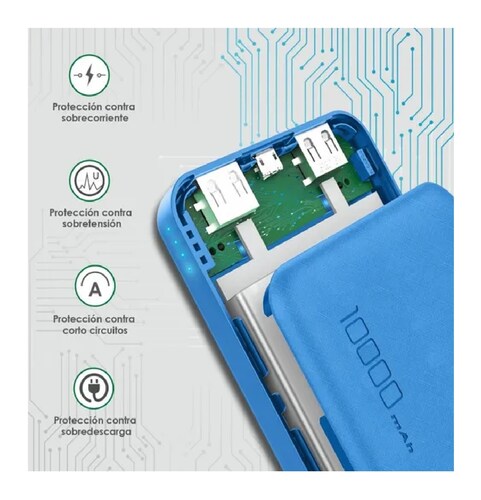 Power Bank Pila Bateria Portatil 10000mah Azul
