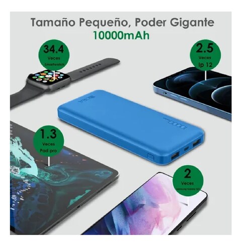Power Bank Pila Bateria Portatil 10000mah Azul