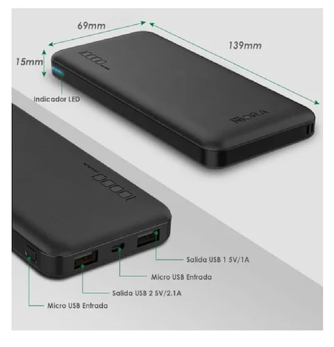 Power Bank Pila Bateria Portatil 10000mah Negro