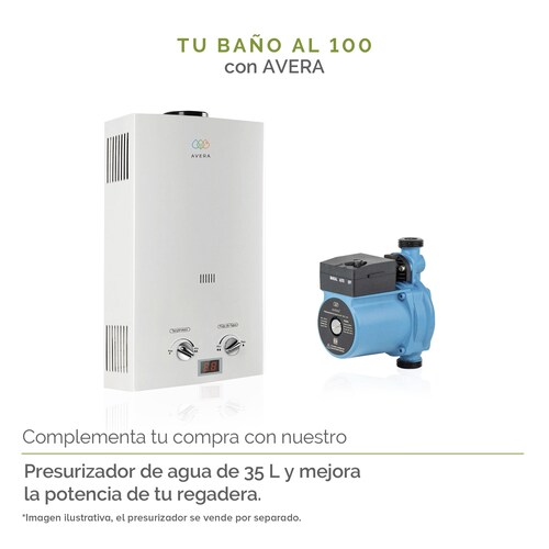 Calentador Boiler de Agua Instantáneo para Gas Natural 2 y medio servicios  Avera C12LNAT