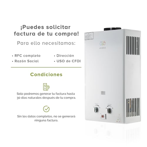 AVERA Calentador Boiler de Agua Instantáneo para Gas Natural 3 y medio servicios C16LNAT