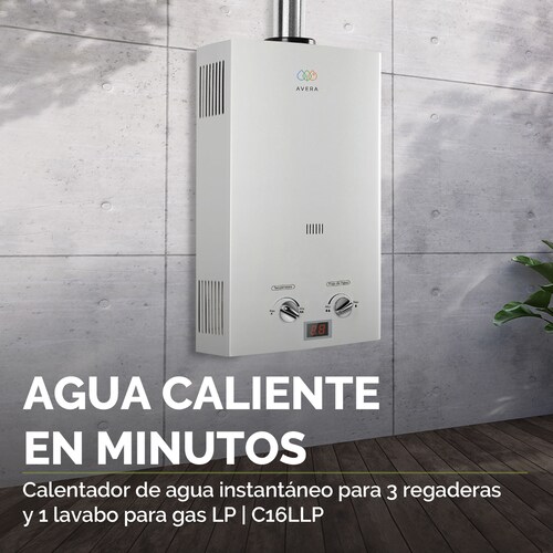 AVERA Calentador Boiler de Agua Instantáneo para Gas LP 3 y medio servicios C16L