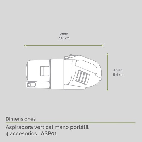 AVERA Aspiradora De Mano Portátil, Sin Cable, Pro Cyclone, 4 Accesorios, Batería de iones de litio, Recarcagable, ASP01