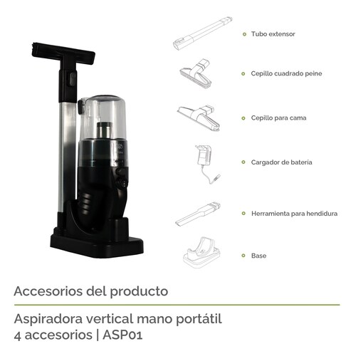 AVERA Aspiradora De Mano Portátil, Sin Cable, Pro Cyclone, 4 Accesorios, Batería de iones de litio, Recarcagable, ASP01