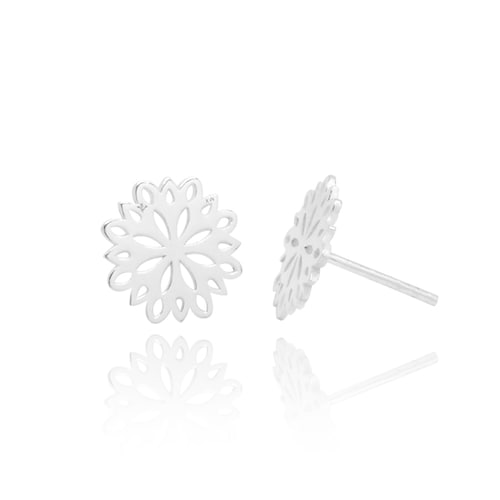 Broqueles Gerbera de plata, Aretes Flor para Mujer