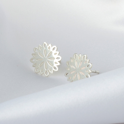 Broqueles Gerbera de plata, Aretes Flor para Mujer