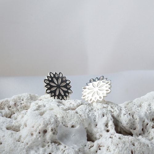Broqueles Gerbera de plata, Aretes Flor para Mujer