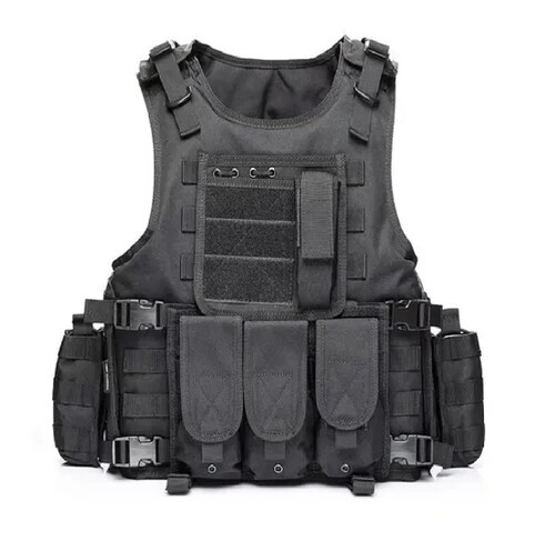 Chaleco Tactico Militar Paintball Bolsos Removibles Negro