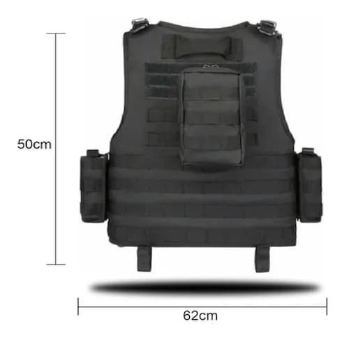Chaleco Tactico Militar Paintball Bolsos Removibles Negro
