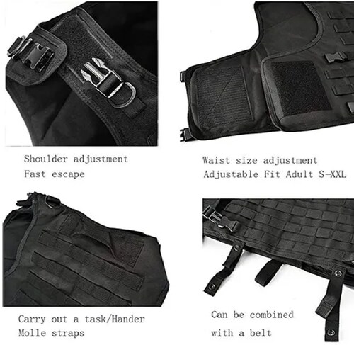 Chaleco Tactico Militar Paintball Bolsos Removibles Negro