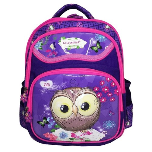Mochila Golden Star Morado Búho Con Estuche