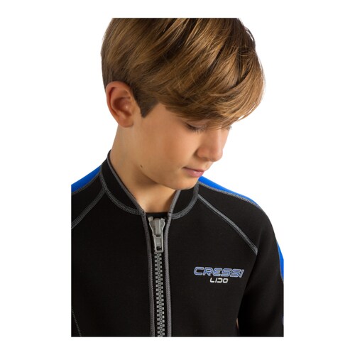 Traje Corto CRESSI LIDO Jr Neopreno 2 mm Infantil de 7 a 15 años para Natación y Snorkeling Color Negro/Azul
