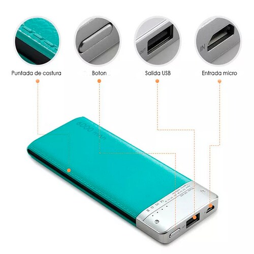 Power Bank Batería Portátil 6000mah Colores Pila