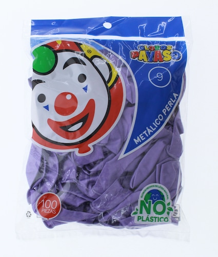 Globos Payaso Bolsa de 100 Pz Metalico Color Morado
